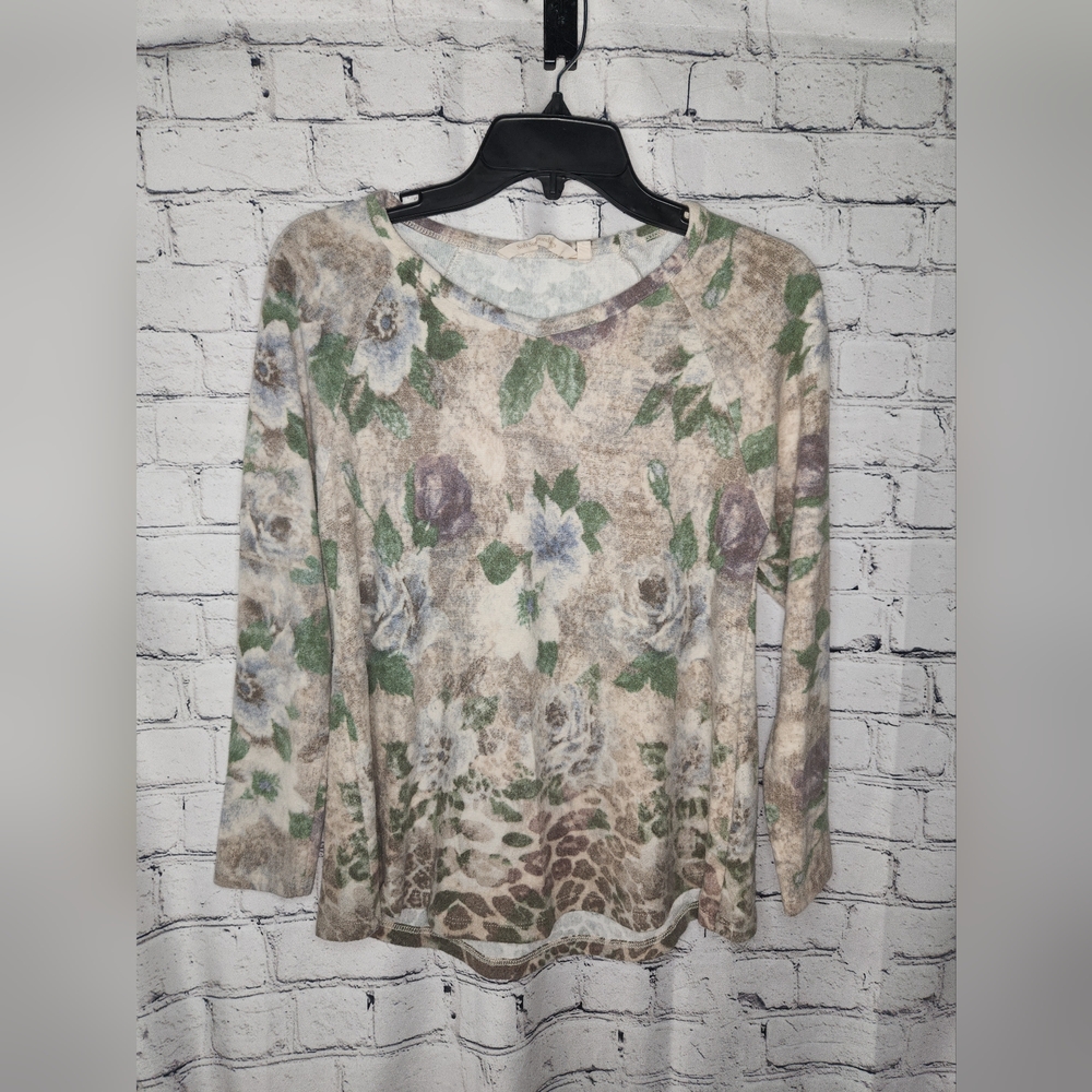 Soft Surroundings Long Sleeve Floral Top Size Petite Small